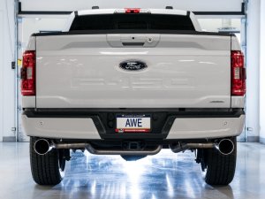 Ford F150 Performance Exhaust - Rear - AWE Tuning - Cat Back, Dual Split Rear Exit - Chrome Silver - `21-`27